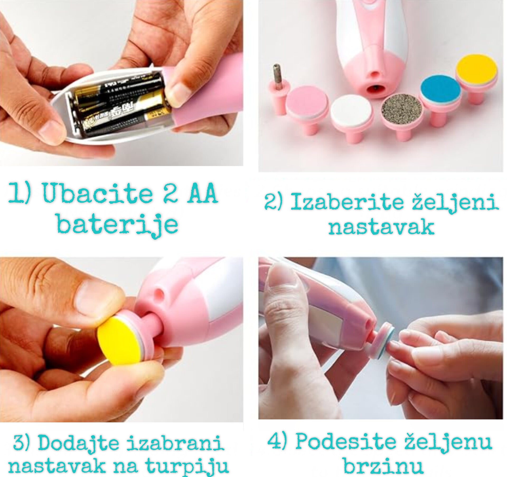 Električna Turpija za Nokte za Bebe i Decu – Bezbedna Alternativa Makazicama (6 u 1 set)
